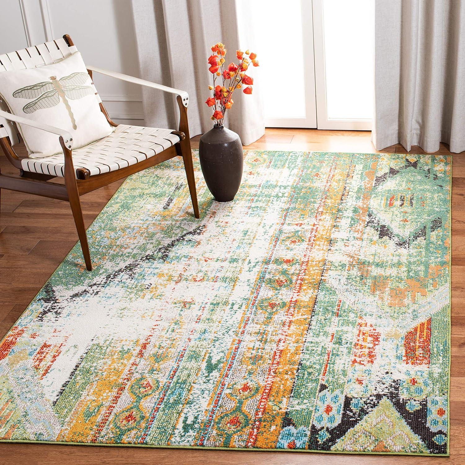 Madison MAD422 Power Loomed Indoor Area Rug - Green/Orange - 5'3"x7'6" - Safavieh
