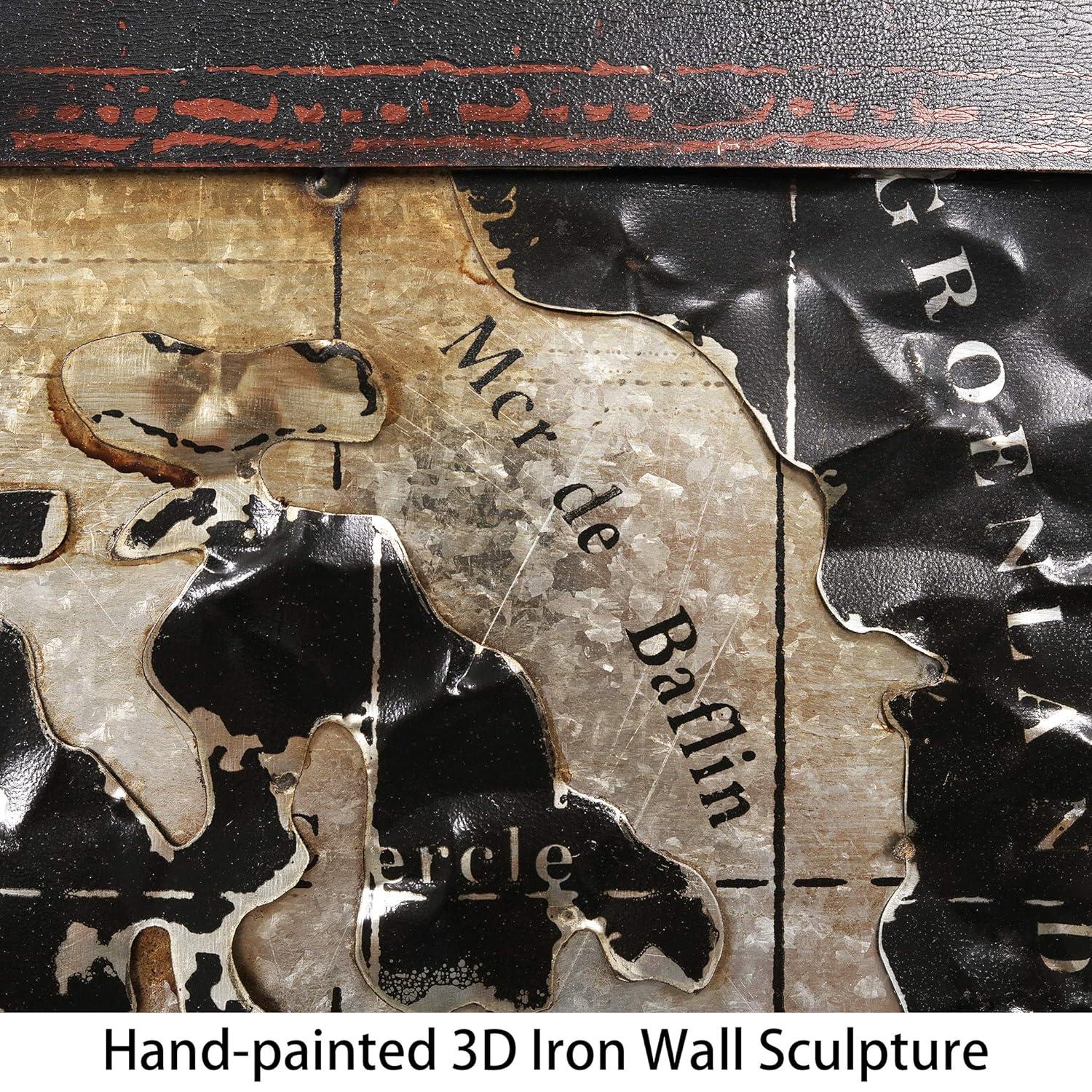 Empire Industrial Art Direct World Map 2 Hand Painted 3D Wall Sculpture