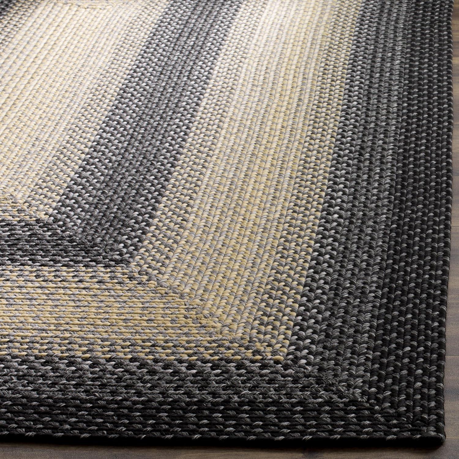 Handmade Braided Black/Grey Synthetic Reversible Rug 2'6" x 5'