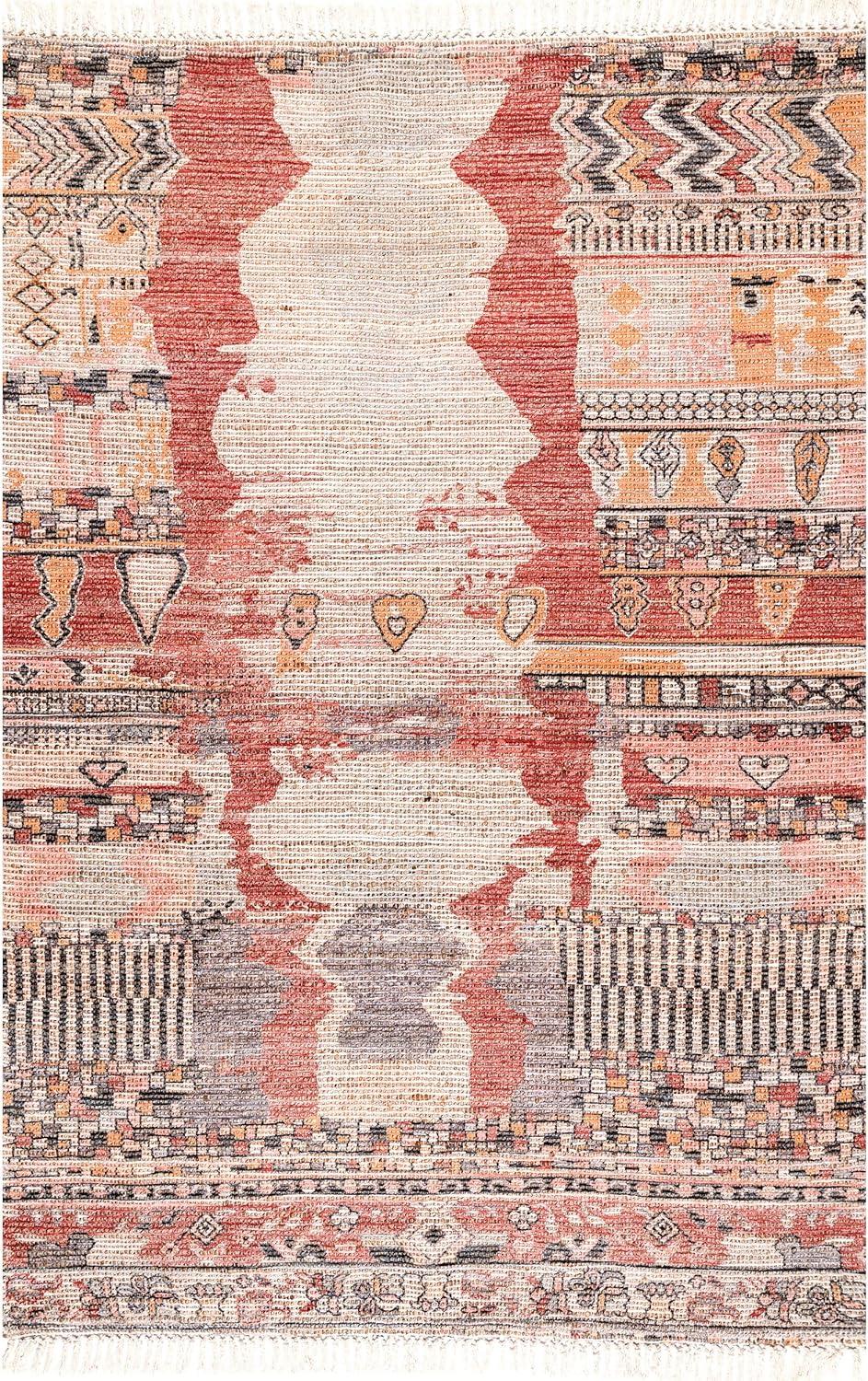 Nuloom Hermina Abstract 5x8 Jute Indoor Area Rug for Dining Room Rug Neutral Rug Living Room Rug Kitchen, Multicolor/Ivory