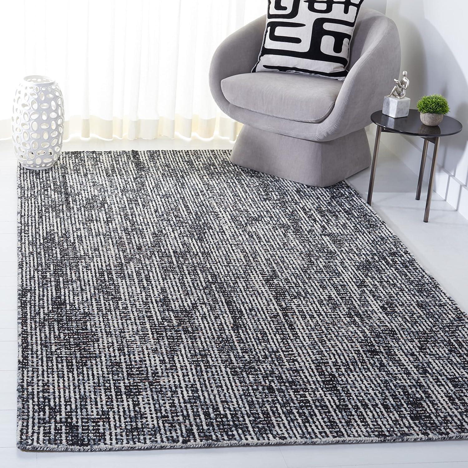 Safavieh Abstract 6'-0" x 8'-0" Wool Hand Tufted Rug in Black / Gray