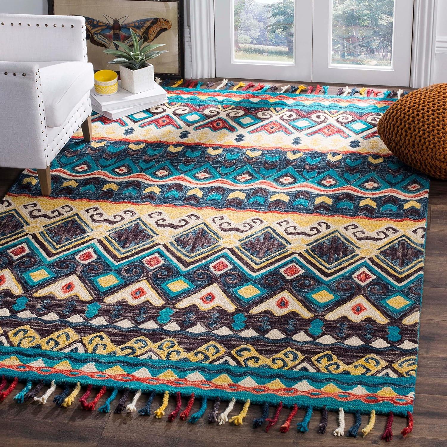 Aspen APN137 Hand Tufted Area Rug - Blue/Red - 2'3"x5' - Safavieh..