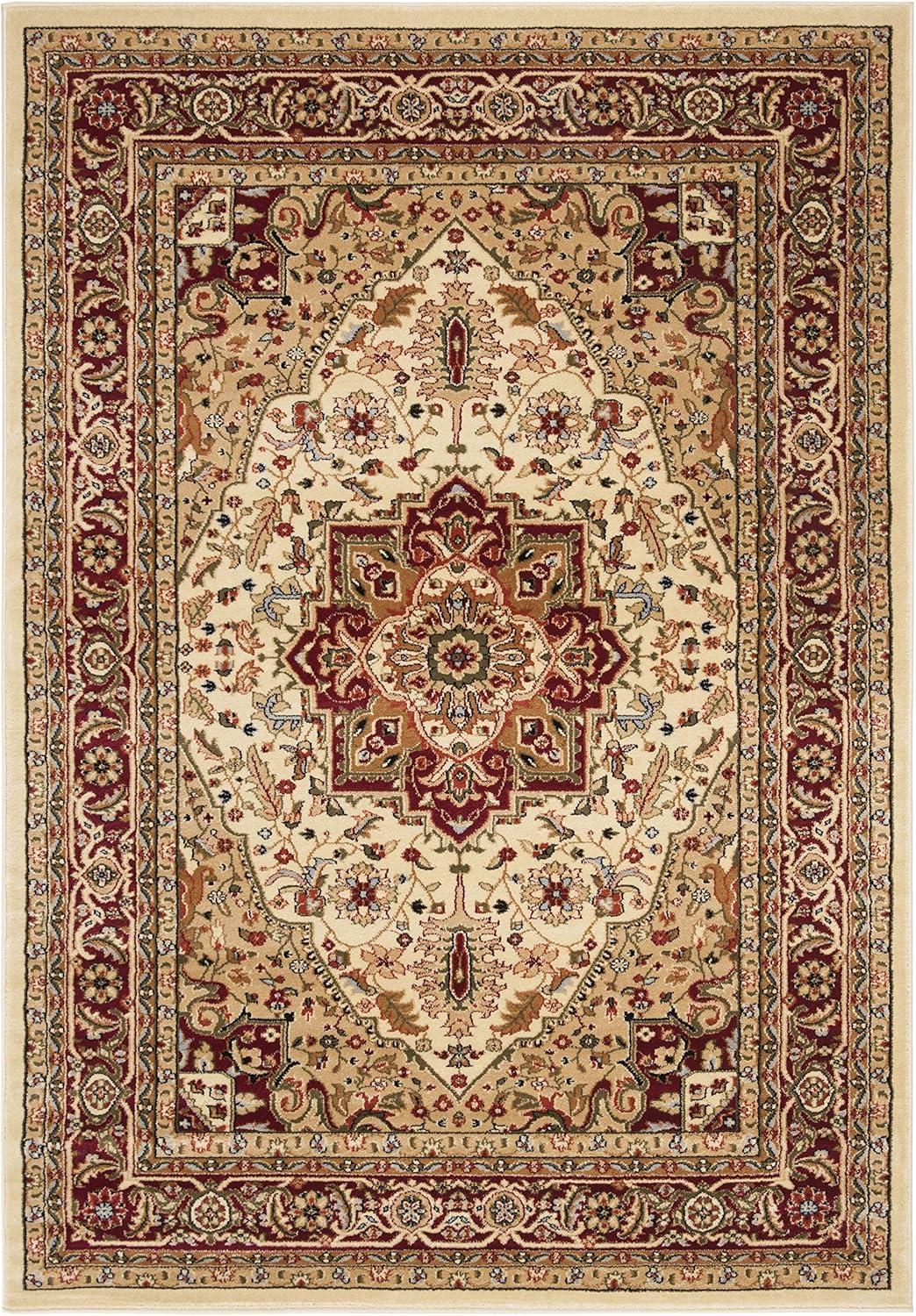 Ivory and Red Floral Safavid Style Area Rug