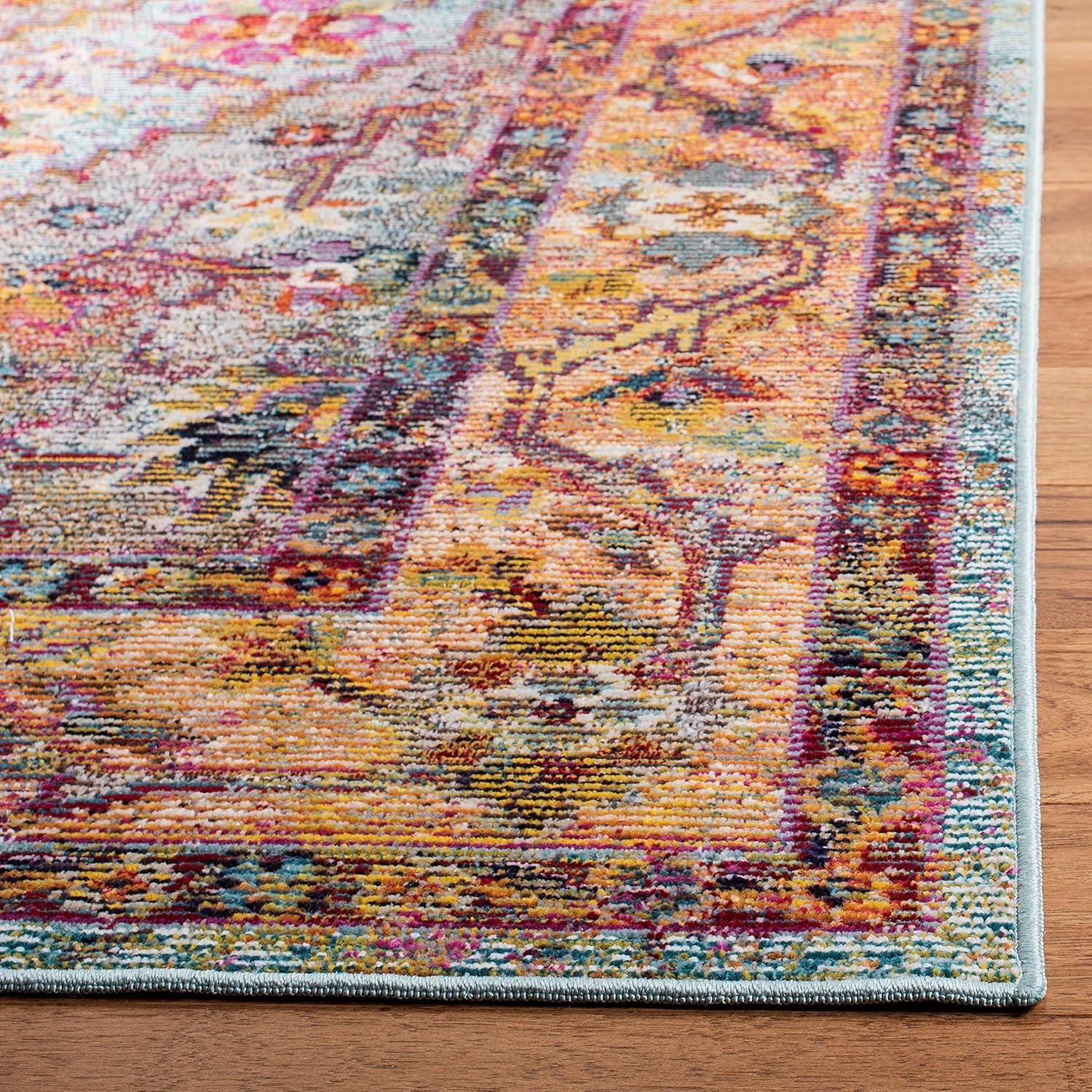 Light Blue Oriental Easy-Care 26" Runner Rug