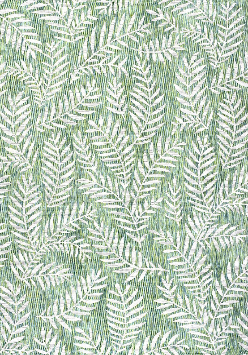4' x 6' Nevis Palm Frond Indoor/Outdoor Area Rug, Cream/Green - JONATHAN Y