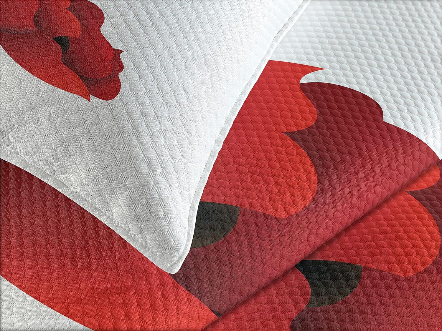 Ambesonne Ambesonne Floral Bedspread Set Flowers Petals and Buds Red Green