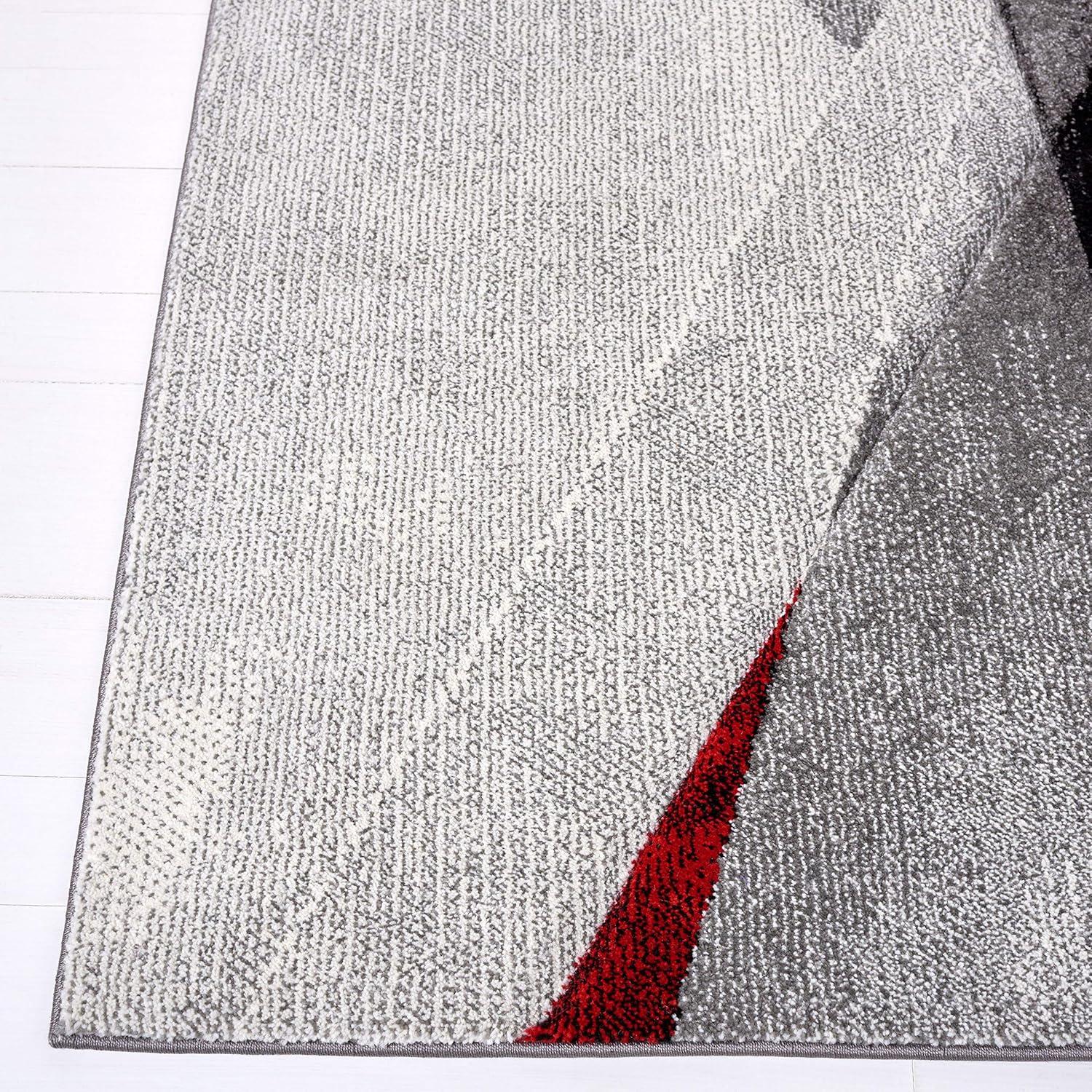 Hollywood HLW710 Machine Made Accent Rug - 2'7"x5' - Grey/Red - Safavieh