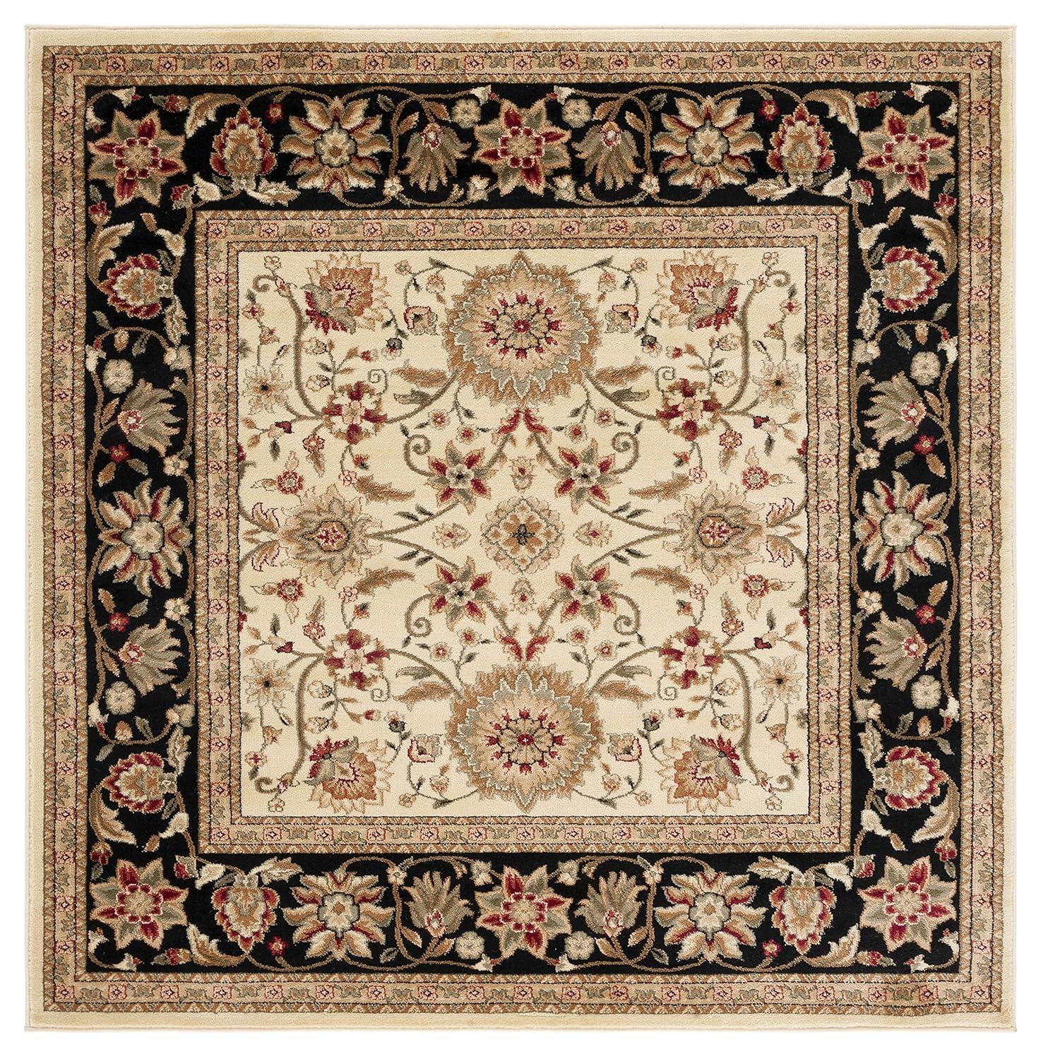 Lyndhurst LNH212 Power Loomed Area Rug - Ivory/Black - 8'x8' - Safavieh