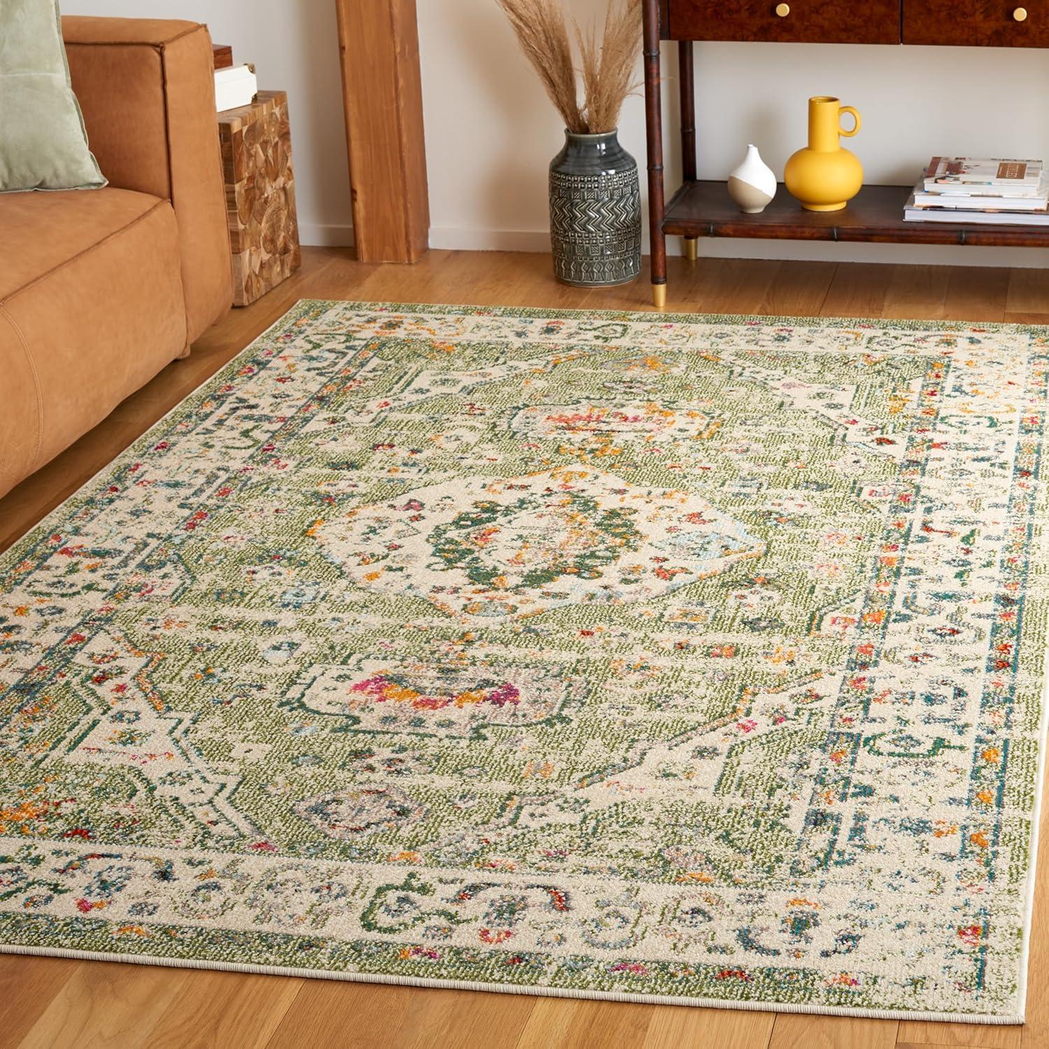 SAFAVIEH Madison Trenton Oriental Area Rug, Sage/Ivory, 6' x 9'