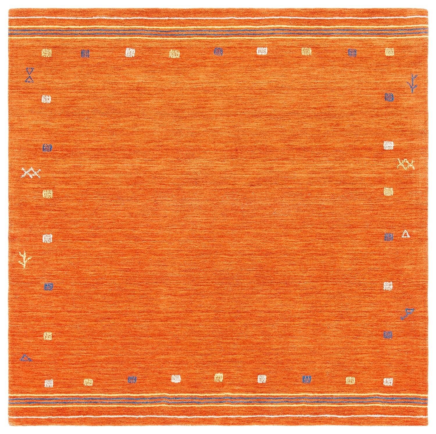 SAFAVIEH Himalaya Charmaine Solid Wool Area Rug, Rust, 8' x 8' Square