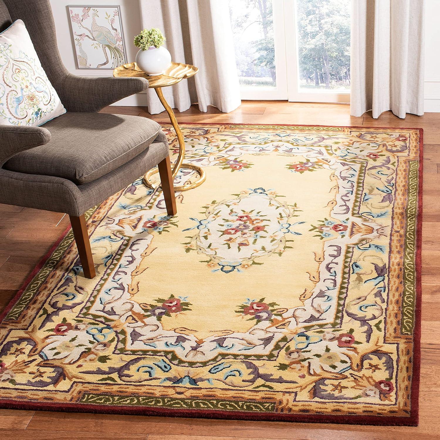 Blossom Blue Hand-Tufted Wool Floral Area Rug, 4' x 6'