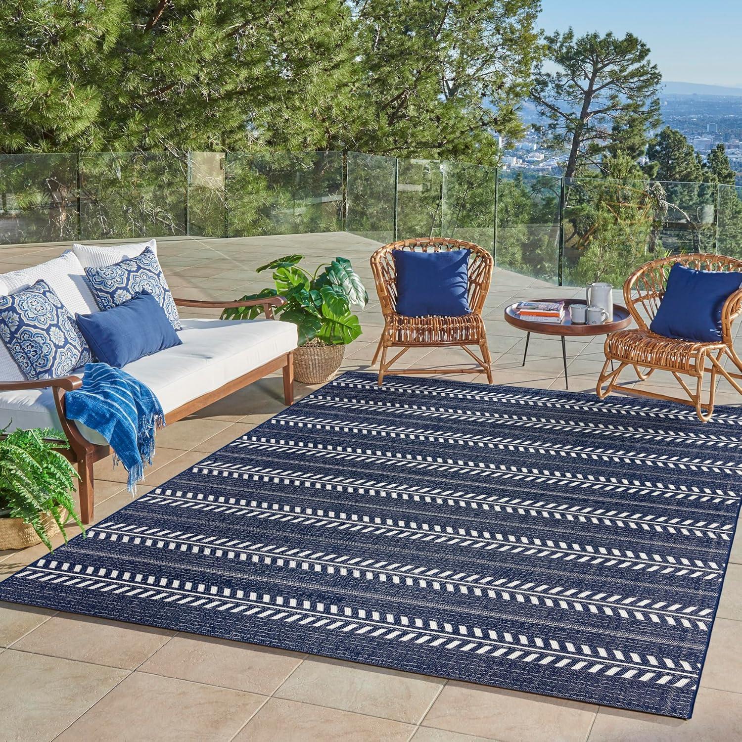 Gertmenian Paseo Moran Stripe Bohemian Striped Flatweave Indoor Outdoor Area Rug