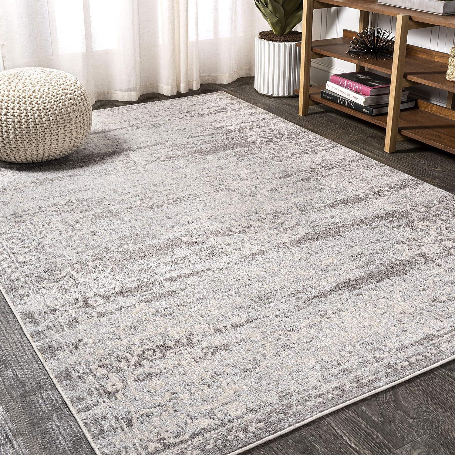 4'x6' Minori Filigree Medallion Area Rug, Light Gray/Cream - JONATHAN Y