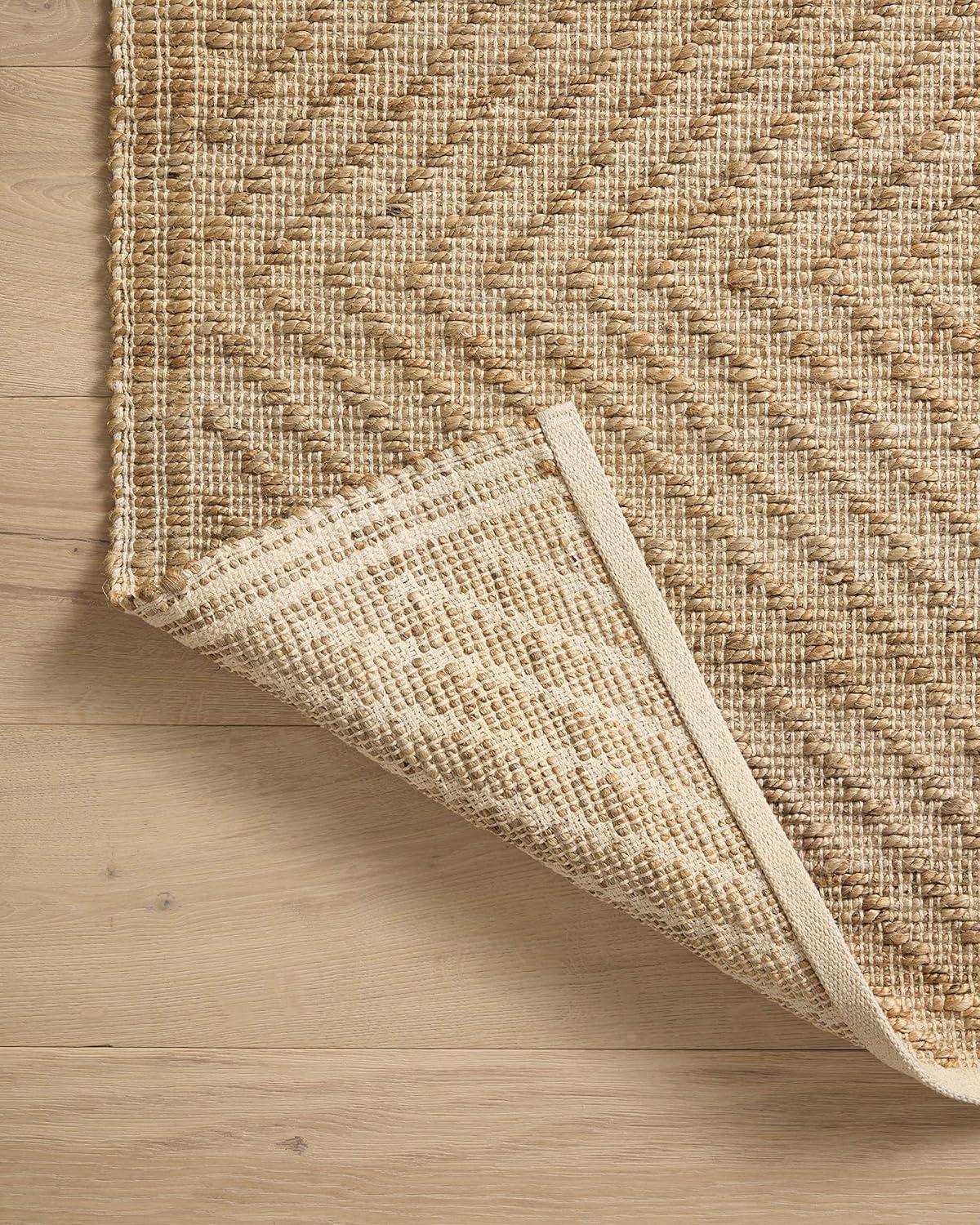 Ivory Geometric 10' x 14' Handmade Cotton & Synthetic Area Rug