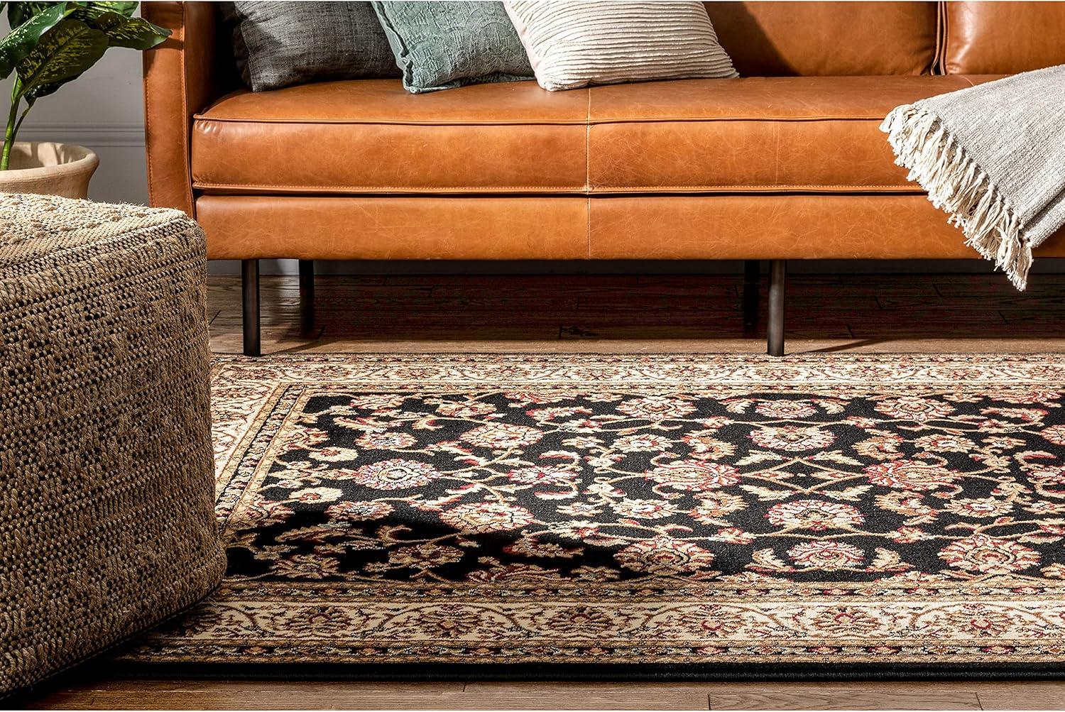 Barclay Black and Beige Synthetic Oriental Area Rug 7'10" x 9'10"