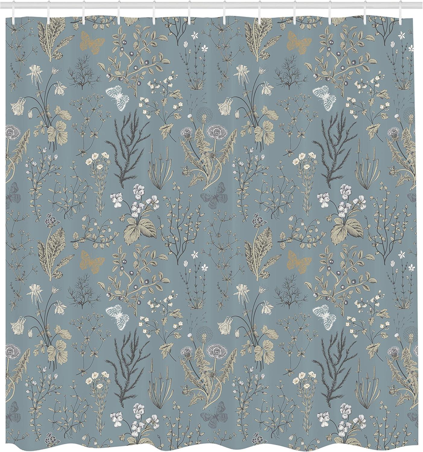 Ambesonne Floral Shower Curtain with Hooks Included