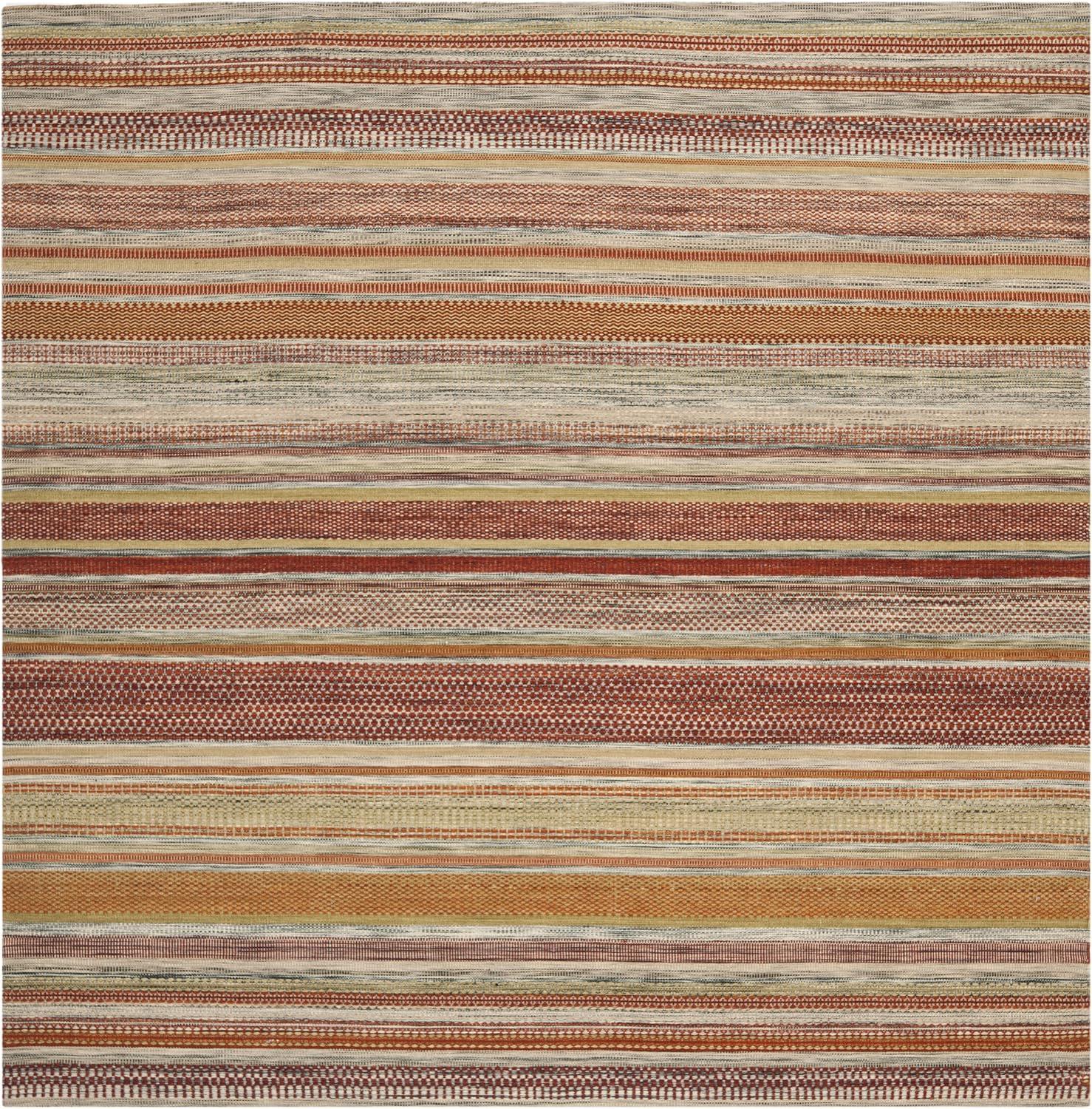 Striped Kilim STK311 Hand Woven Indoor Area Rug - Beige - 7'x7' - Safavieh.