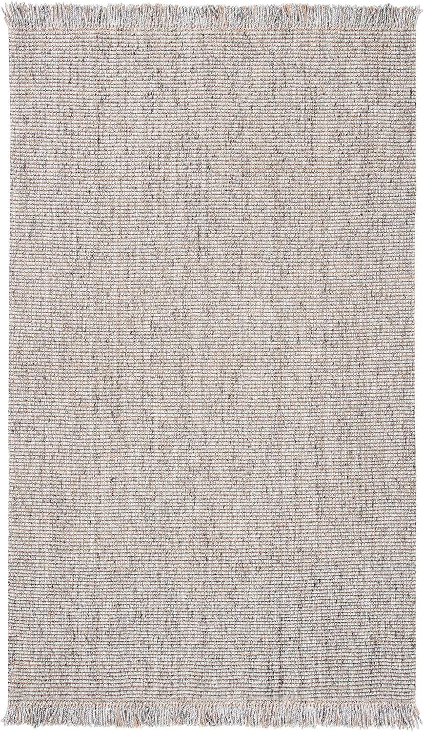 Gray and Natural Hand-Woven Jute Area Rug with Fringe