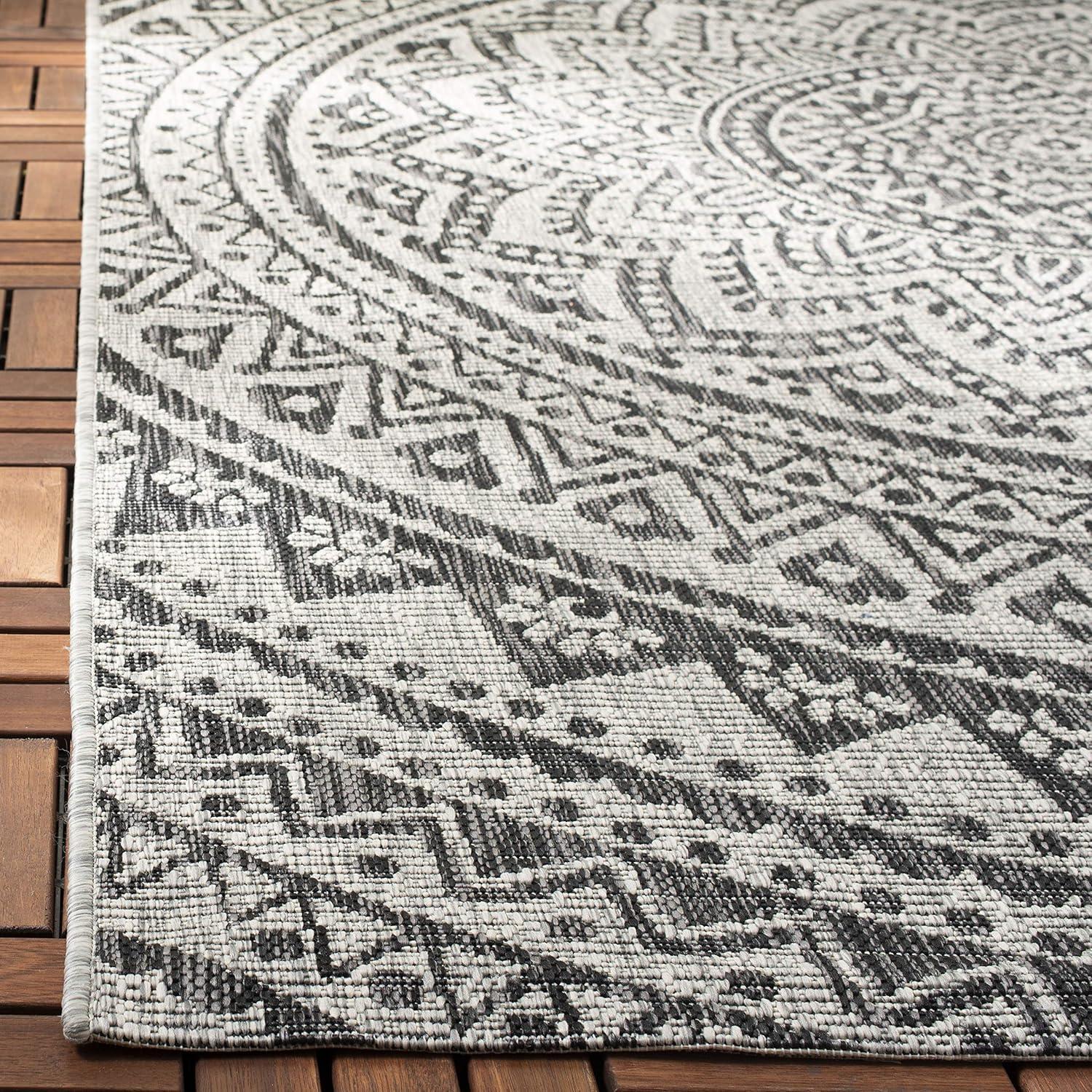 Elysian 3' Square Light Grey & Black Synthetic Area Rug