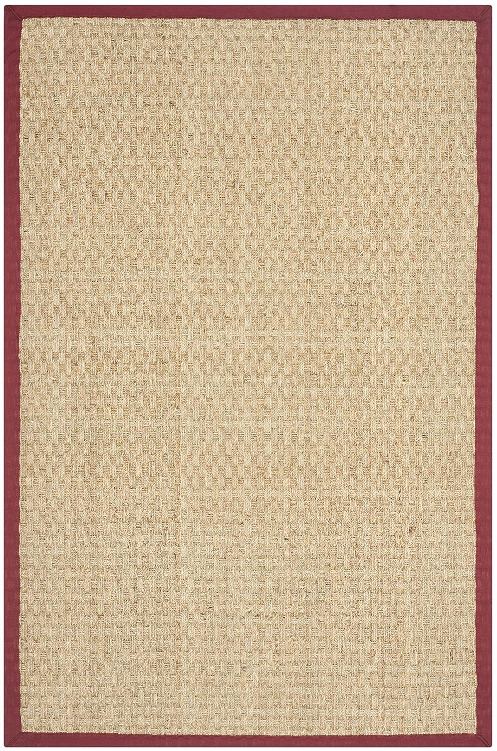 Natural Fiber NF114 Power Loomed Indoor Area Rug - Natural/Burgundy Red - 4'x6' - Safavieh