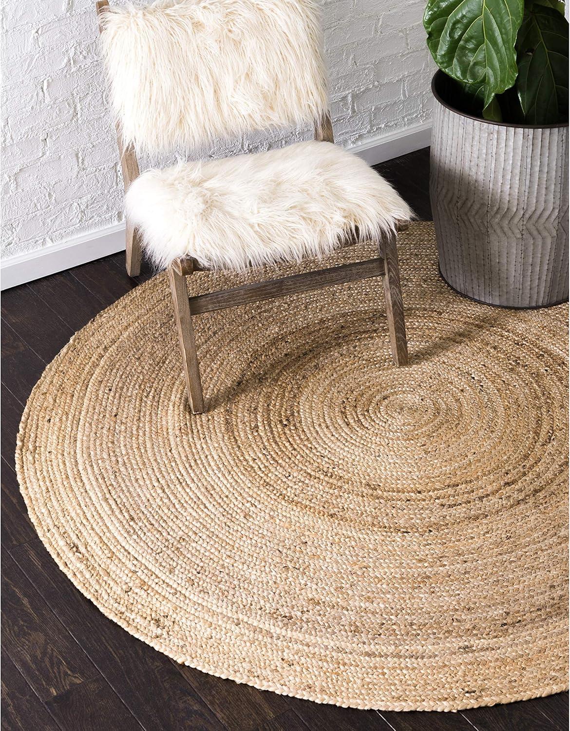 Unique Loom Braided Jute Dhaka Solid Indoor Braided Area Rug