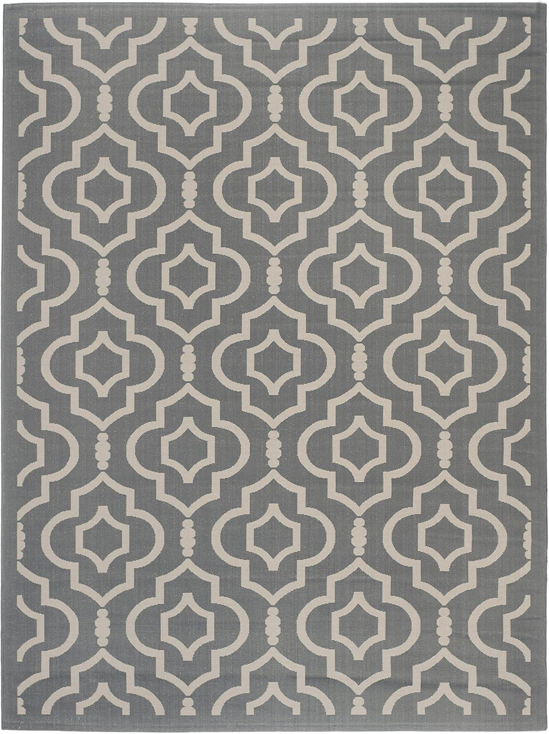 Safavieh Courtyard Alexa Geometric Indoor/Outdoor Area Rug, 4' x 5'7", Anthracite/Beige