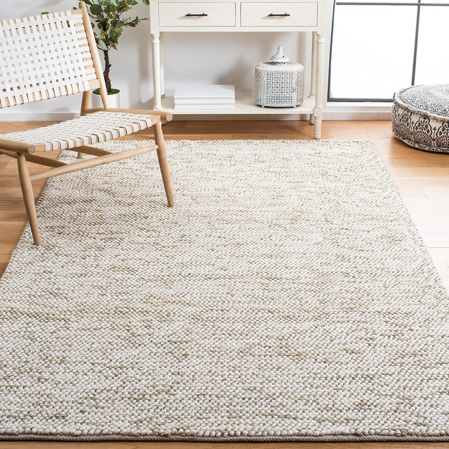 SAFAVIEH Natura Finn Distressed Area Rug, Sage/Ivory, 5' x 8'