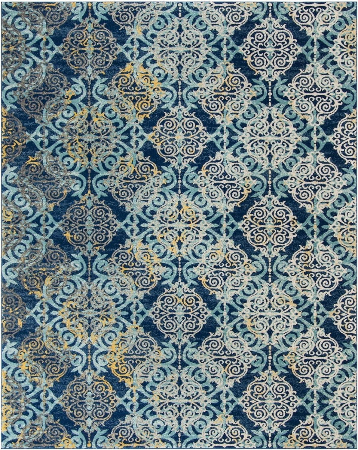 Royal Light Blue Synthetic 8' x 10' Hand-Knotted Area Rug