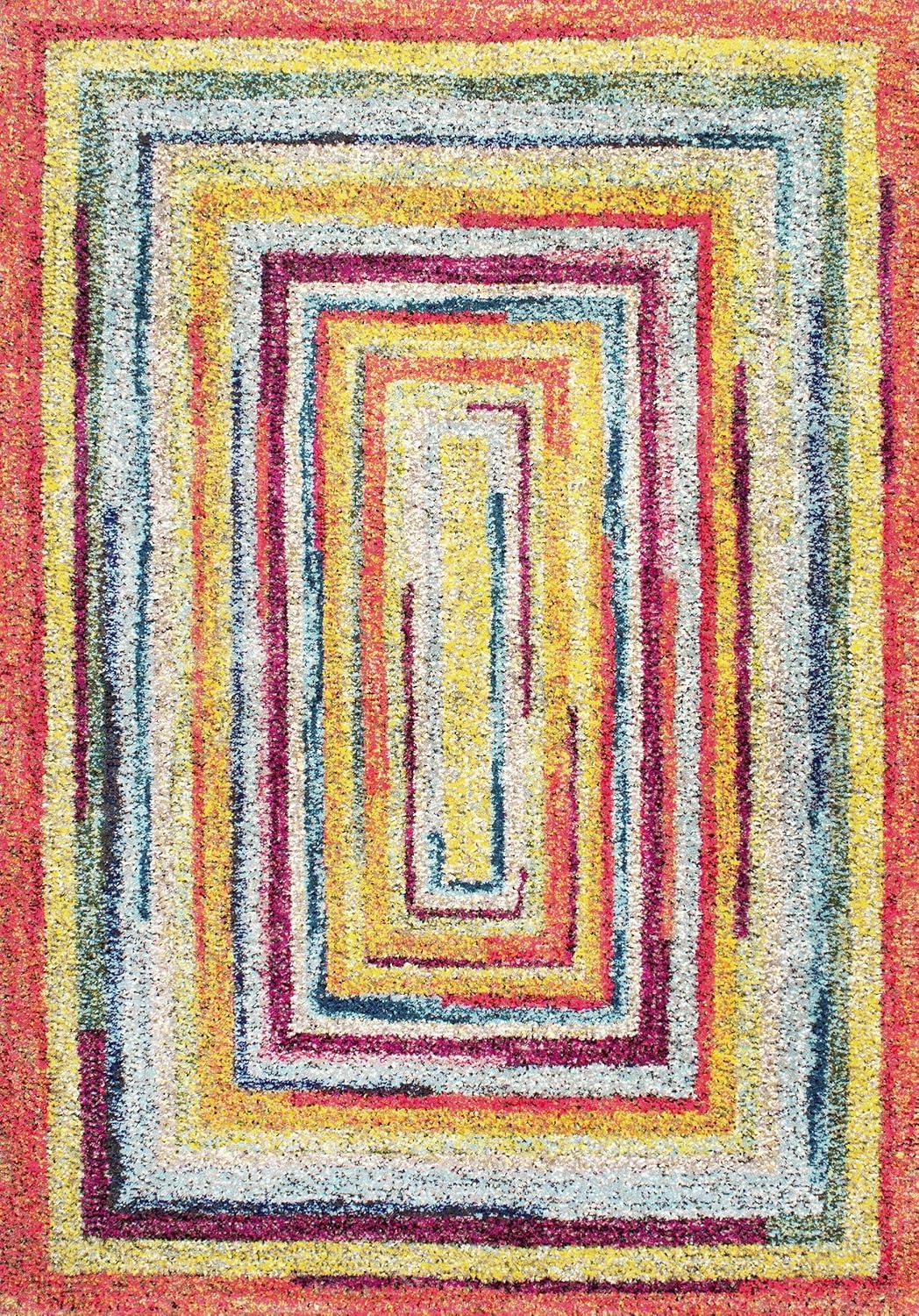 2'6"x10' Hargis Labyrinth Runner Rug Yellow - nuLOOM: Geometric Vintage Indoor Runner, Low Pile, Polypropylene