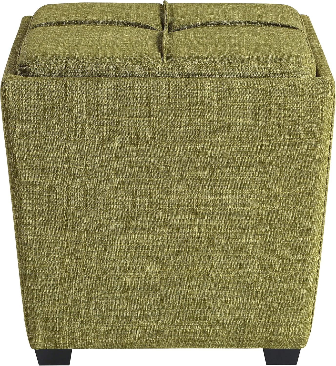 Rockford Storage Ottoman in Green Fabric