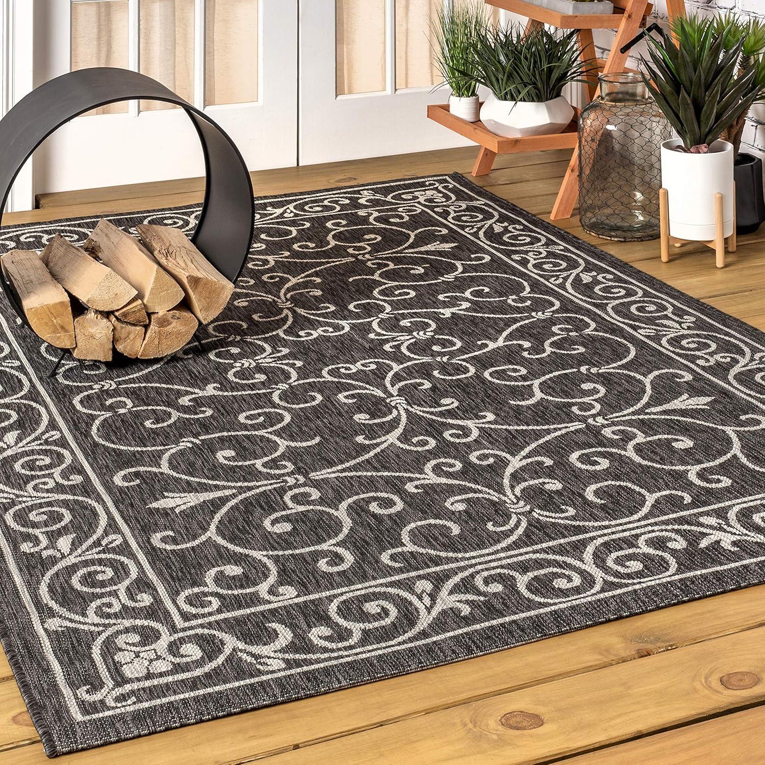 Charleston Vintage Filigree Textured Weave Indoor/Outdoor Area Rug  - JONATHAN Y