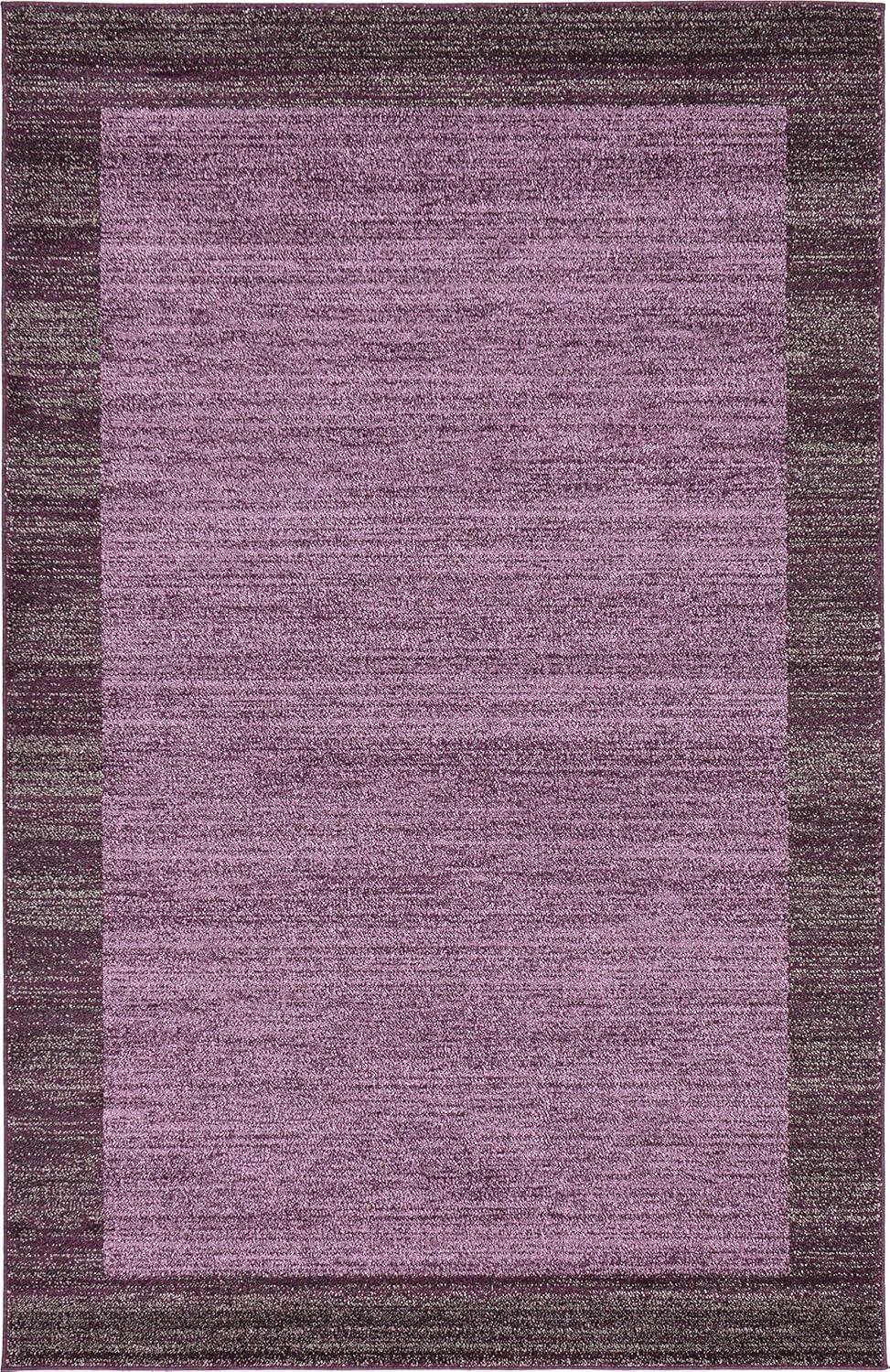 Violet and Gray Rectangular Tufted Synthetic Area Rug