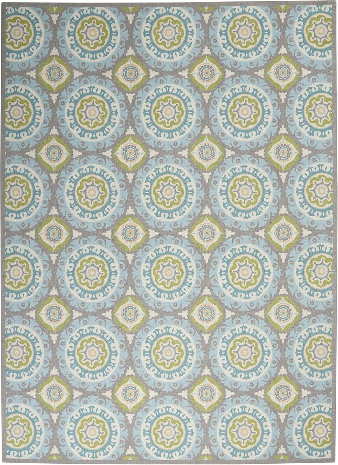 Waverly Sun & Shade "Solar Flair" Jade Indoor/Outdoor Area Rug by Nourison SND16 4'3" x 6'3"