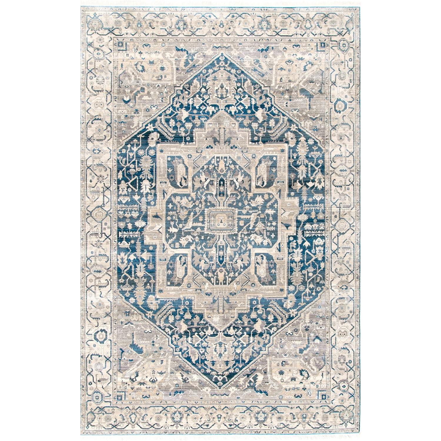 Nuloom Harriet Oriental/Persian 8 Square Indoor Area Rug for Living Room Bedroom Dining Room Kitchen, Grey/Multicolor