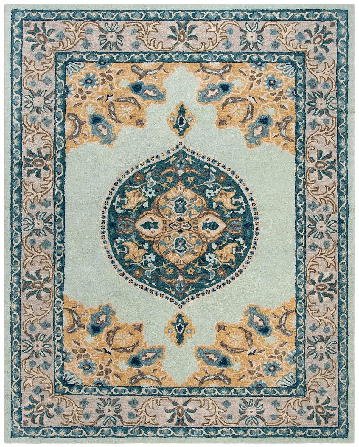 Antiquity AT66 Hand Tufted Indoor Area Rug - Turquoise/Silver - 8'x10' - Safavieh
