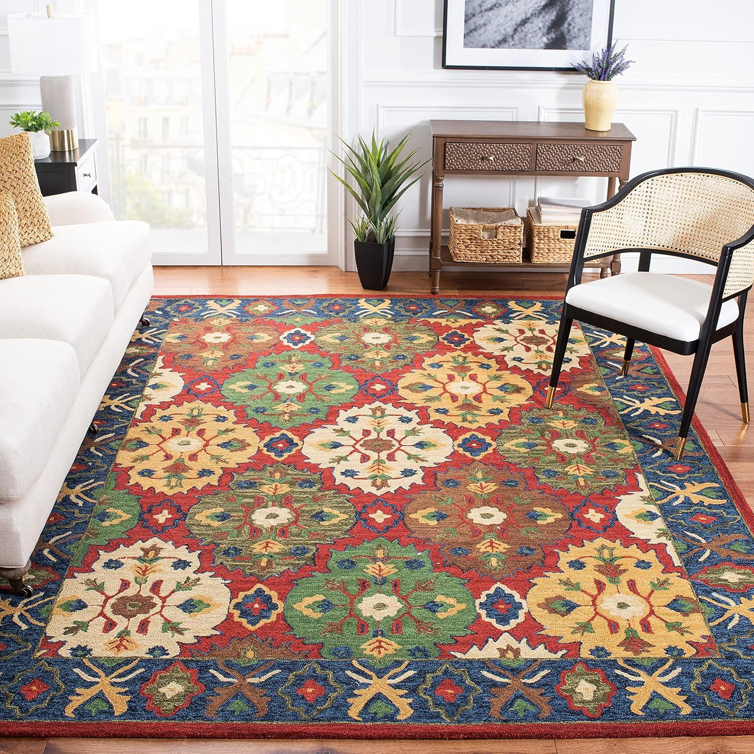 SAFAVIEH Heritage HG354Q Handmade Red / Blue Rug