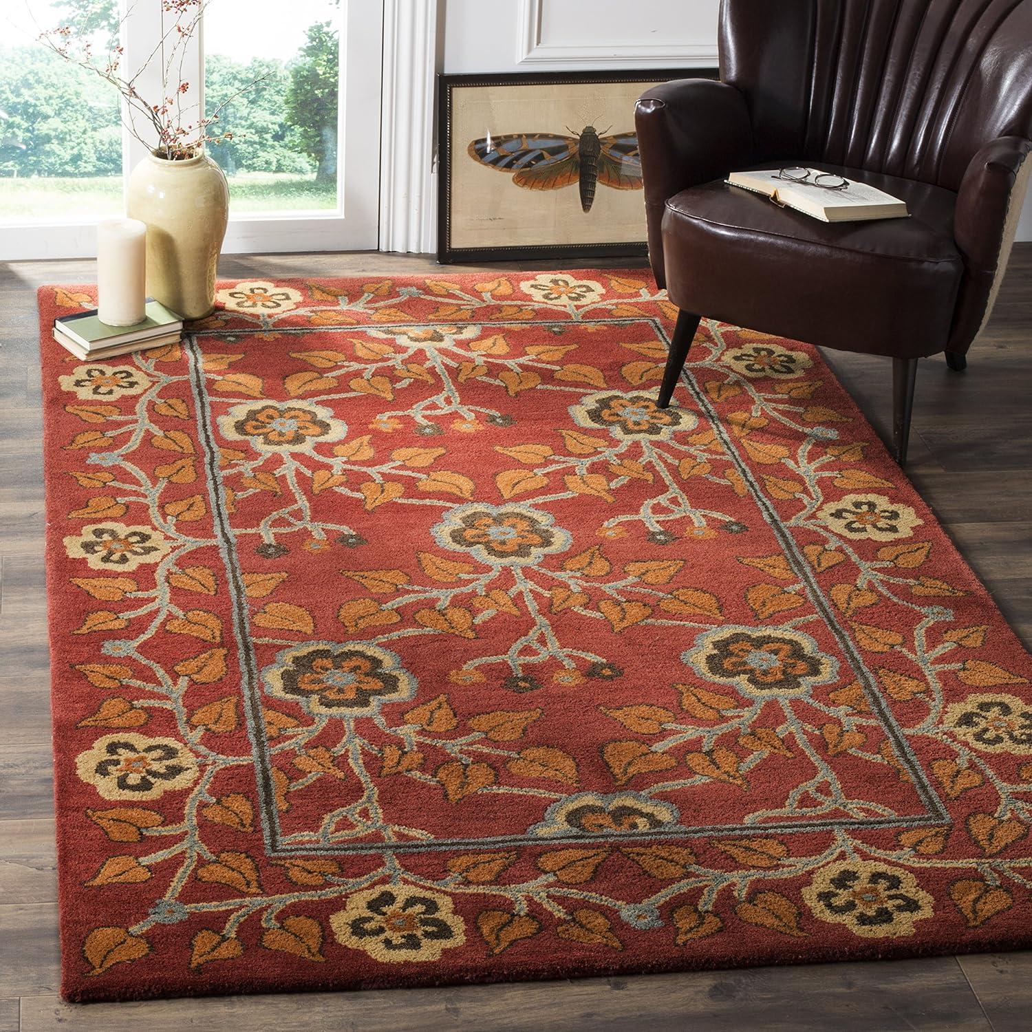 Elegant Heritage 9' x 12' Hand-Tufted Wool Area Rug in Red