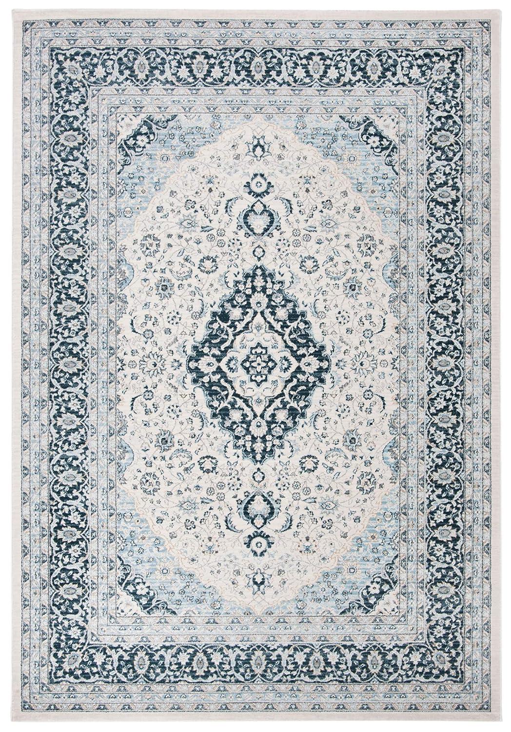 Isabella ISA919 Power Loomed Area Rug - Cream/Dark Blue - 9'x12' - Safavieh