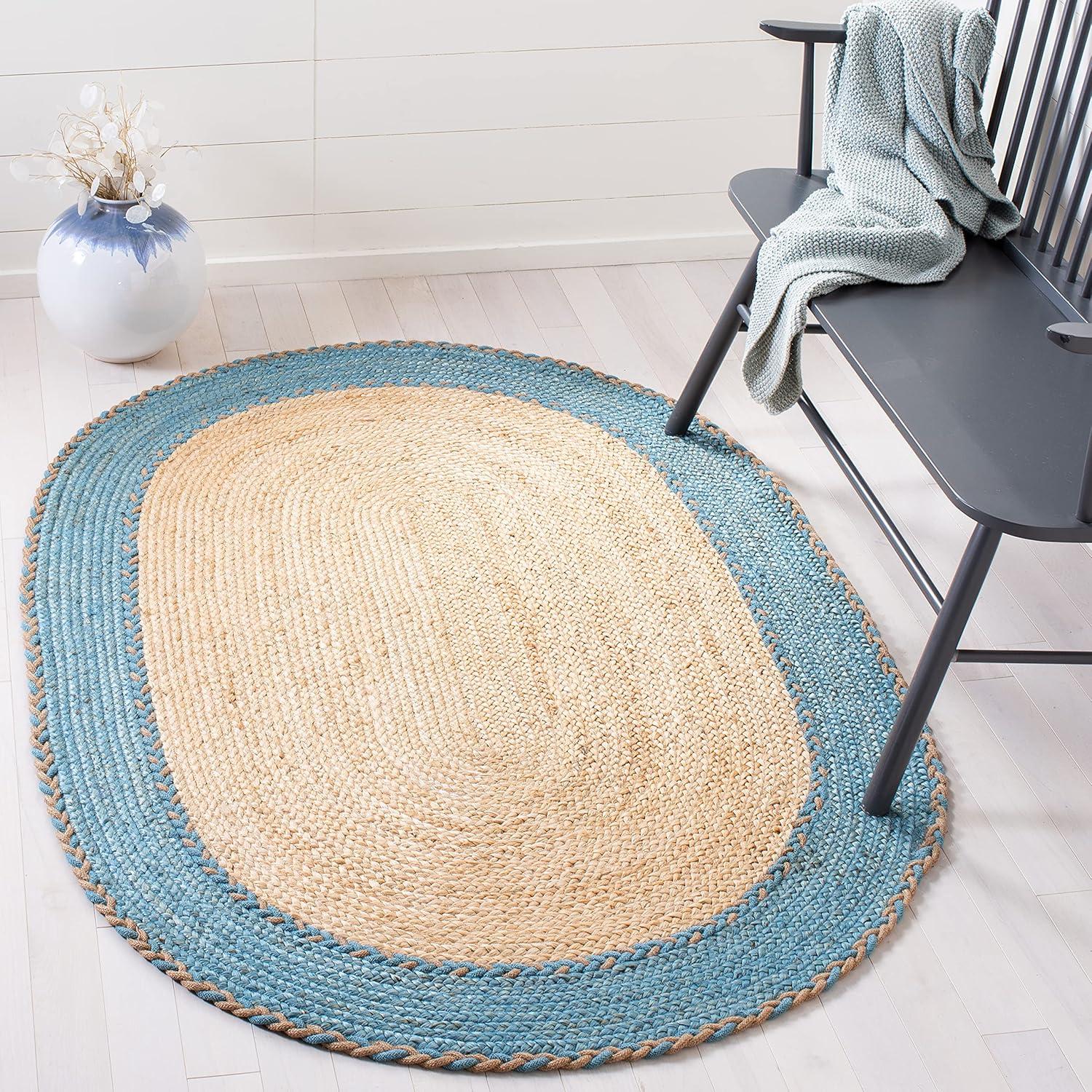 Natural Fiber NFB261 Hand Loomed Indoor Area Rug - Natural/Brown - 4'x6' Oval - Safavieh