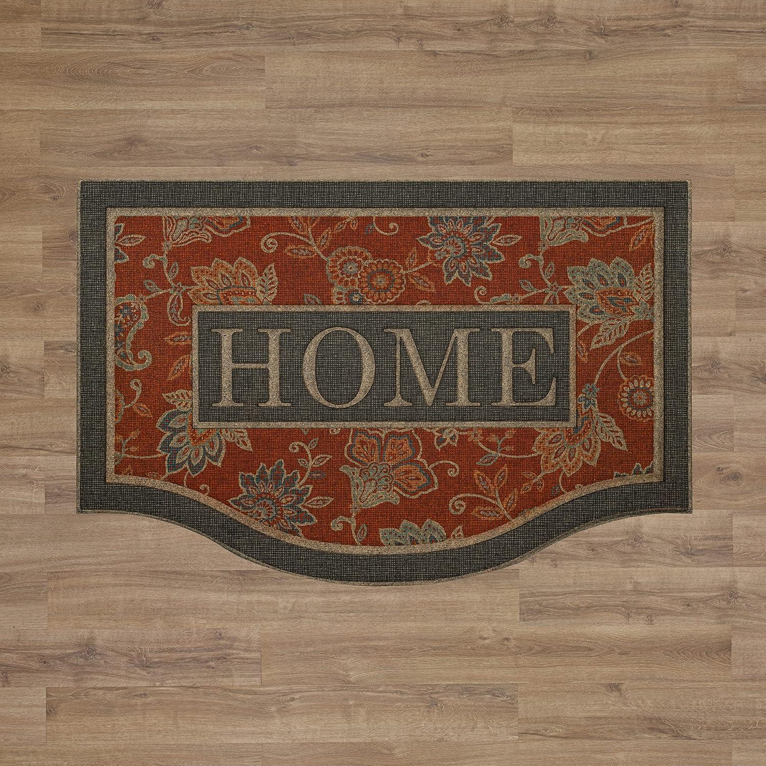 2'x3' Boardwalk Path Slice Ornamental Entry Mat Brown/Green - Mohawk: Outdoor Door Mat, Recycled Rubber, Floral Pattern