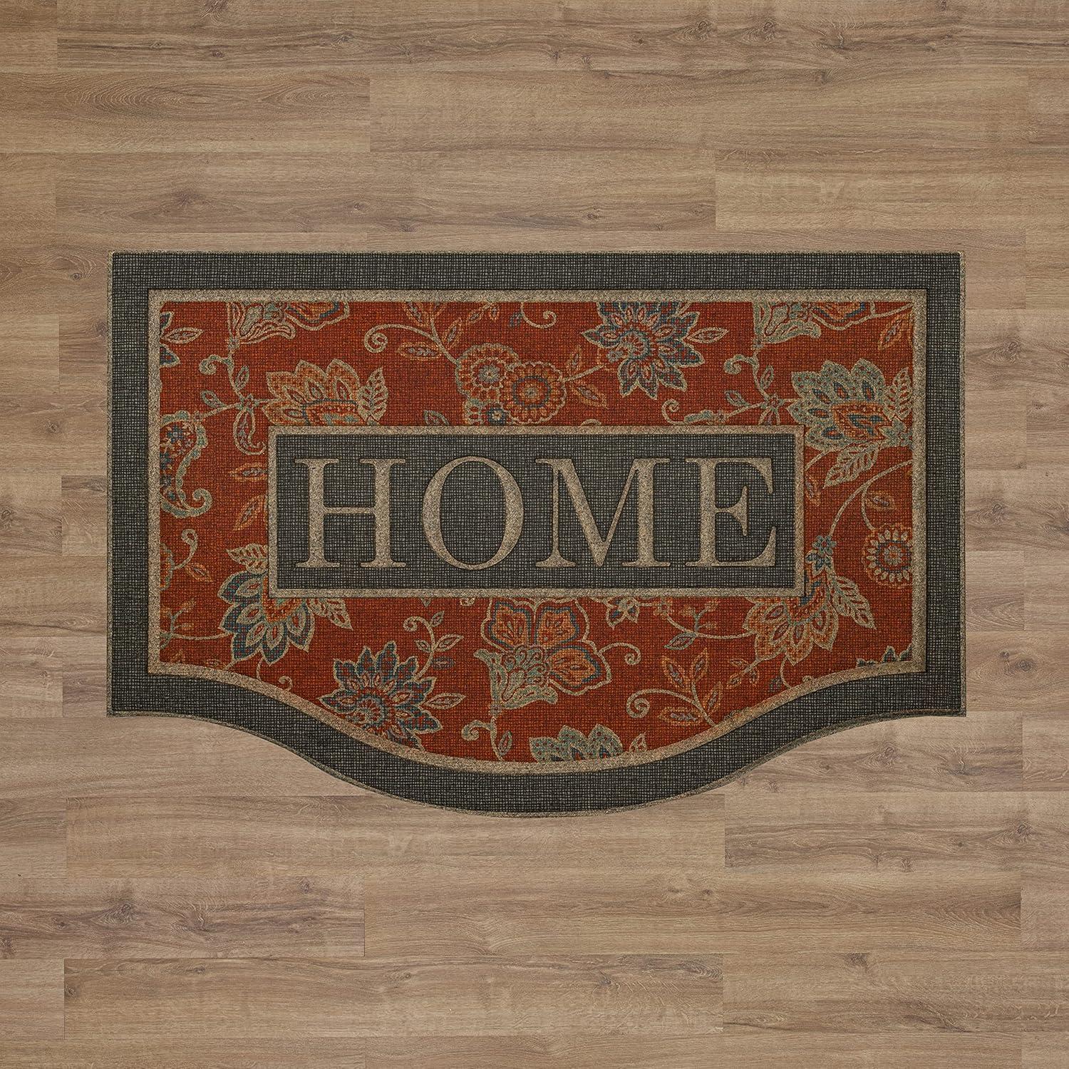 Mohawk 2'x3' 'Home' Ornamental Entry Mat Cozy Jacobean Red/Gray: Indoor Traditional Floral Door Mat, Recycled Rubber