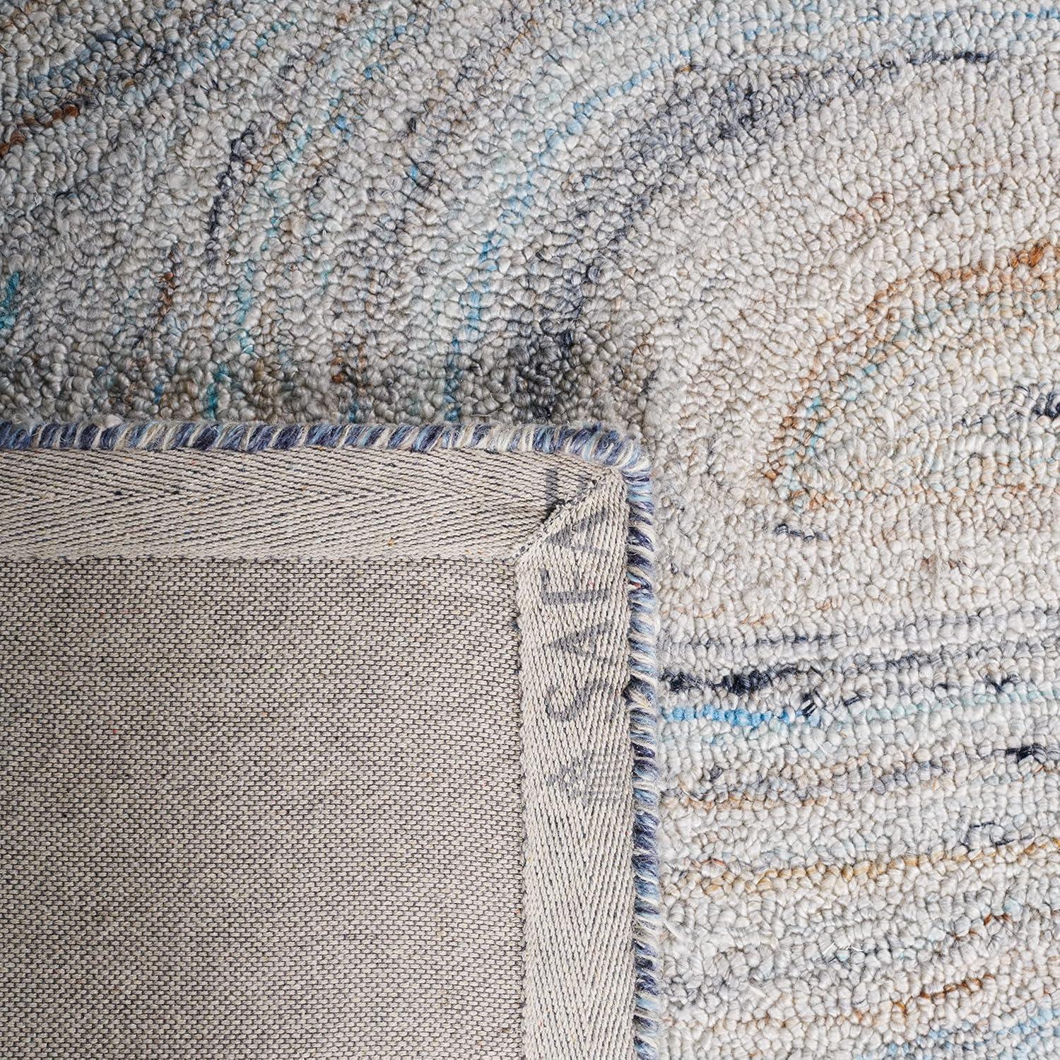 Harmonious Hues Blue Abstract Wool Blend 4' x 6' Area Rug