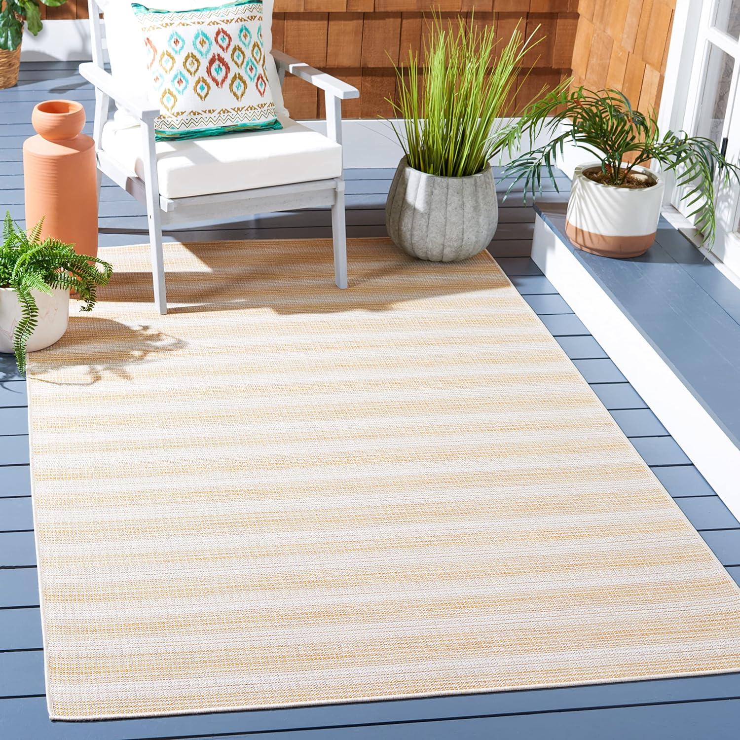 Hampton Yellow Rectangular Synthetic Indoor/Outdoor Rug 4' x 6'