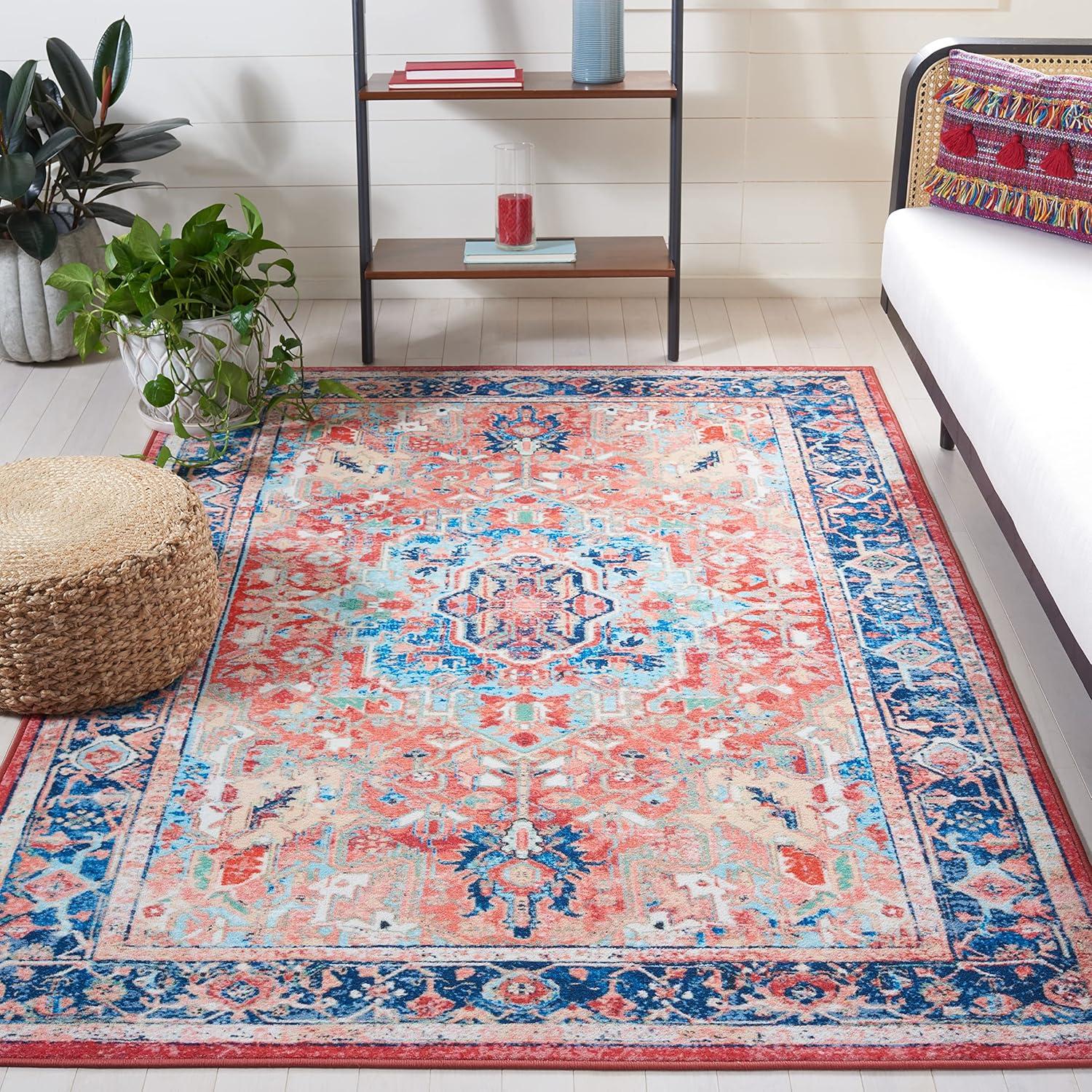 Elegant Riviera Red Oriental 8' x 10' Synthetic Area Rug