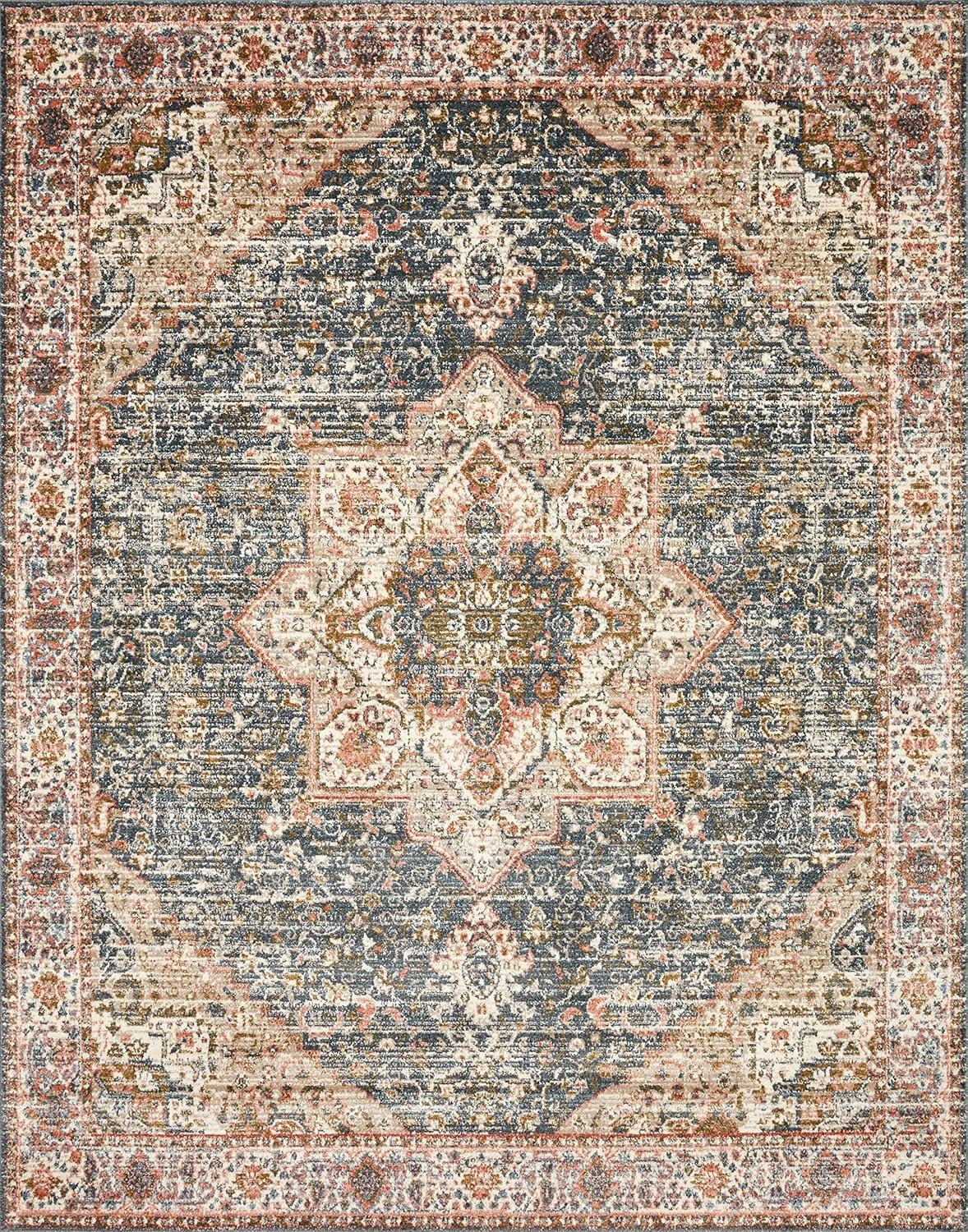 Loloi II Saban SAB-02 Oriental Blue / Spice Area Rug 3'-9" x 5'-9"