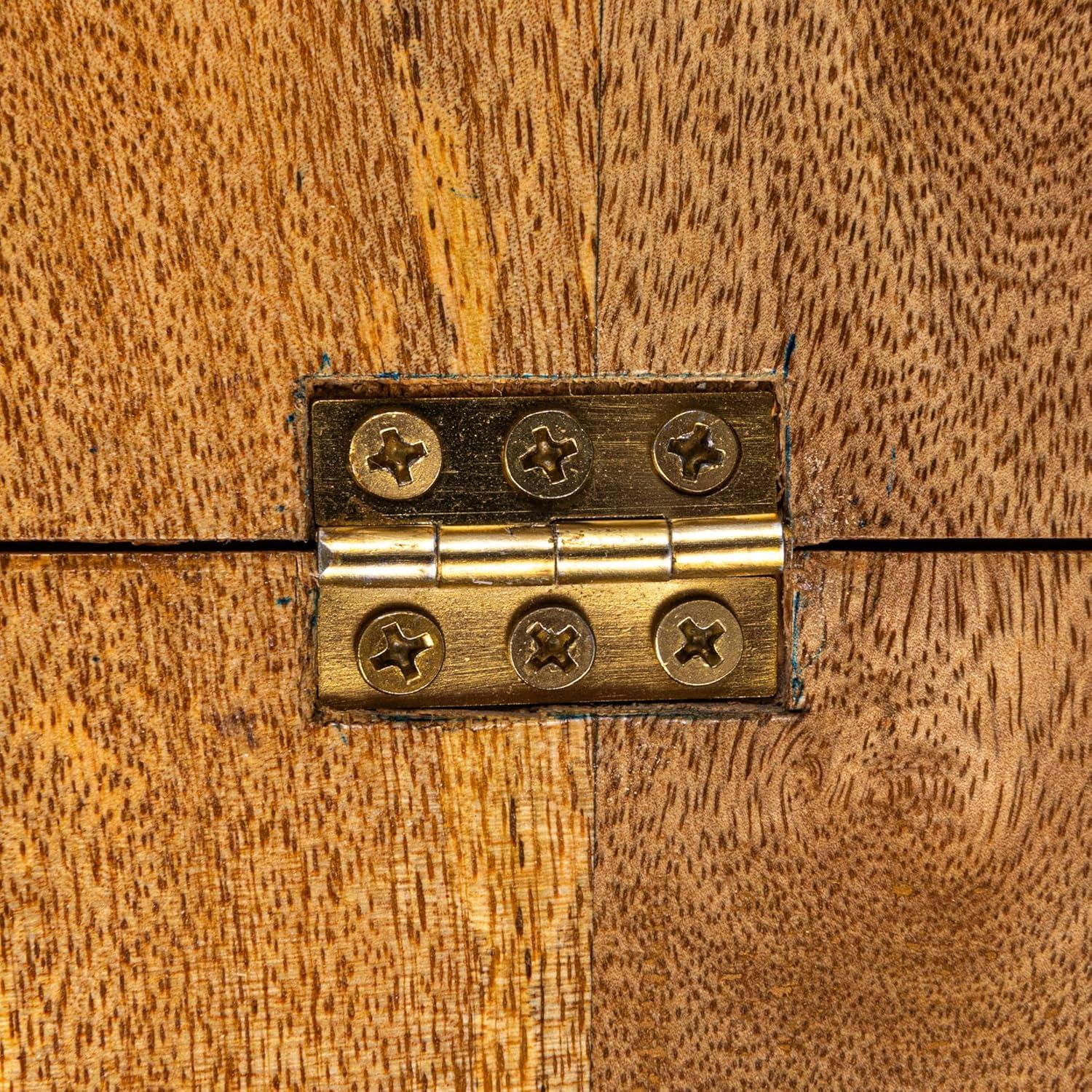 Natural Mango Wood and Gold Stainless Steel Folding Cheese Board