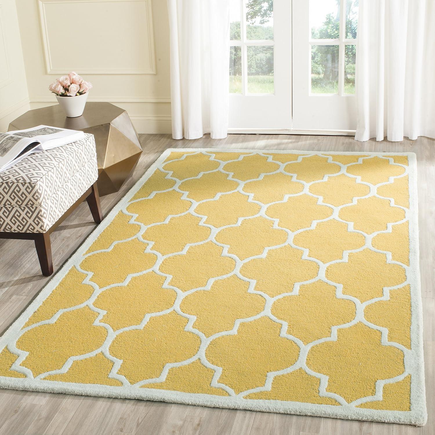 SAFAVIEH Cambridge Kevin Geometric Wool Area Rug, Gold/Ivory, 2' x 3'