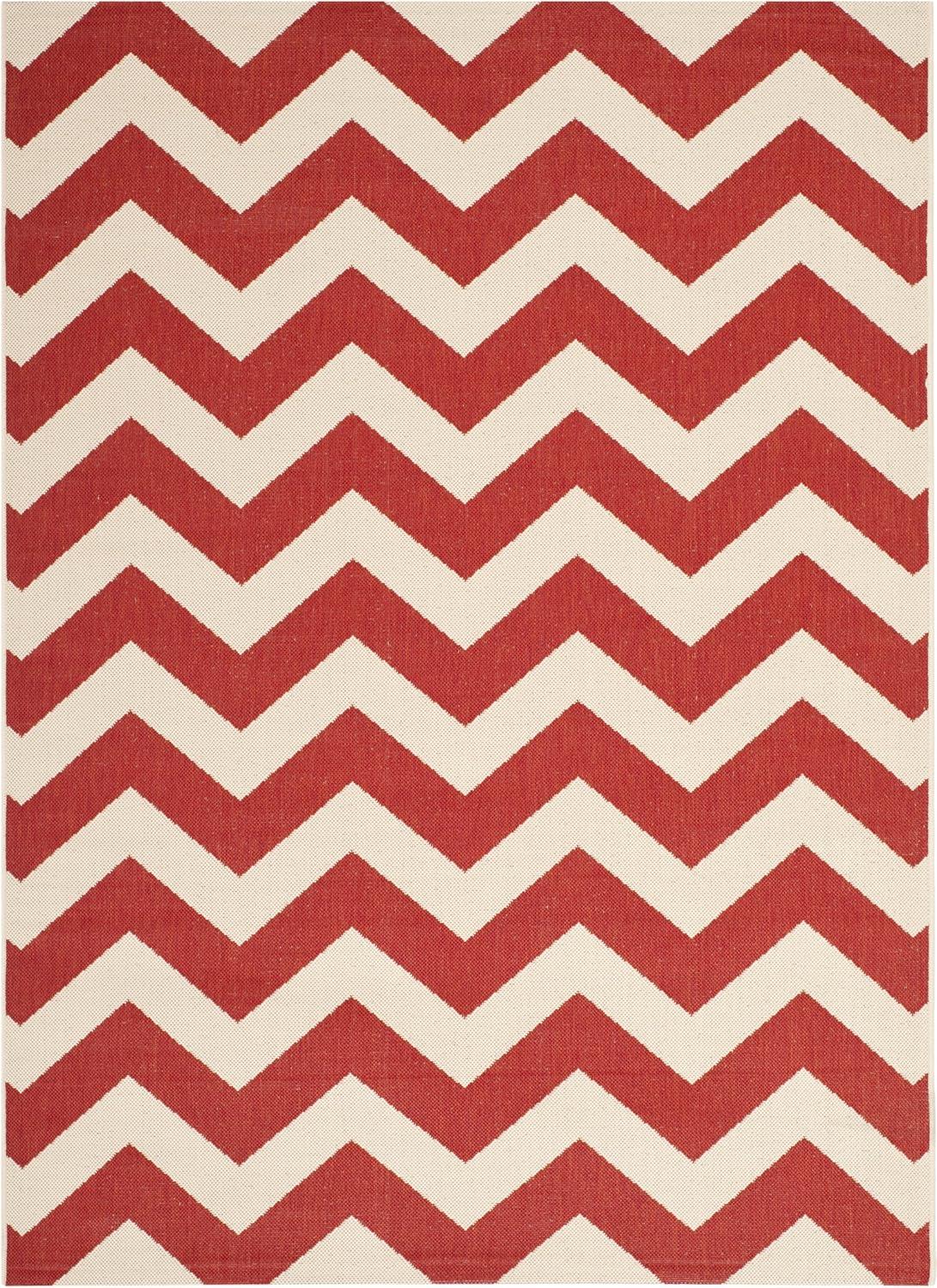 Safavieh Courtyard Bailey Chevron Indoor/Outdoor Area Rug, 5'3" x 7'7", Red