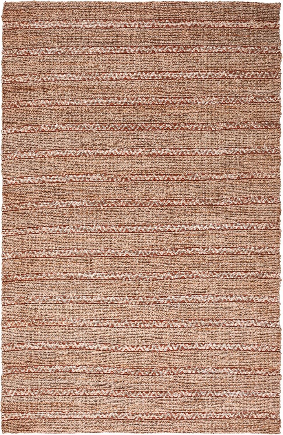 Natural Fiber NFB655 Power Loomed Area Rug - Rust/Natural - 4'x6' - Safavieh.