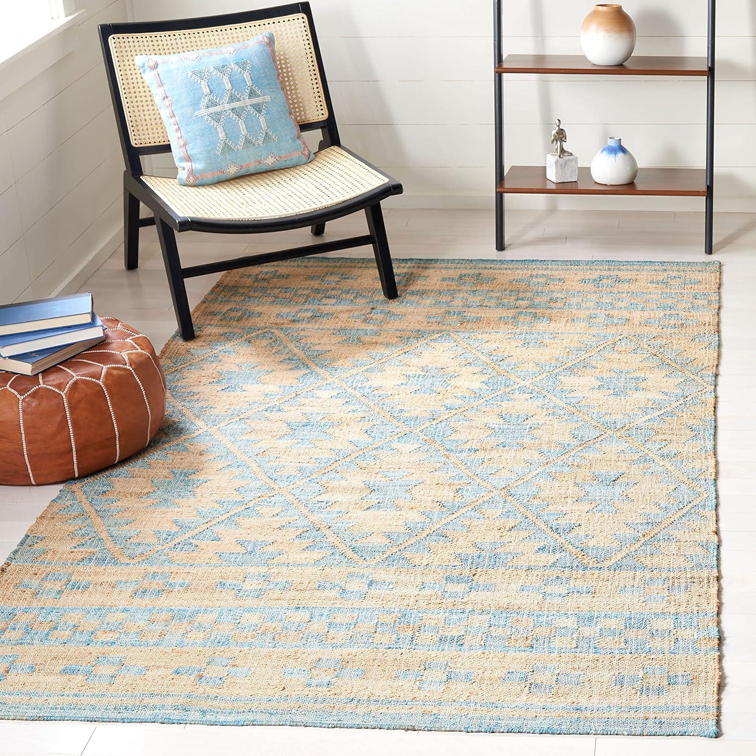 Kilim KLM757 Hand Woven Area Rug - Blue/Natural - 3'x5' - Safavieh.